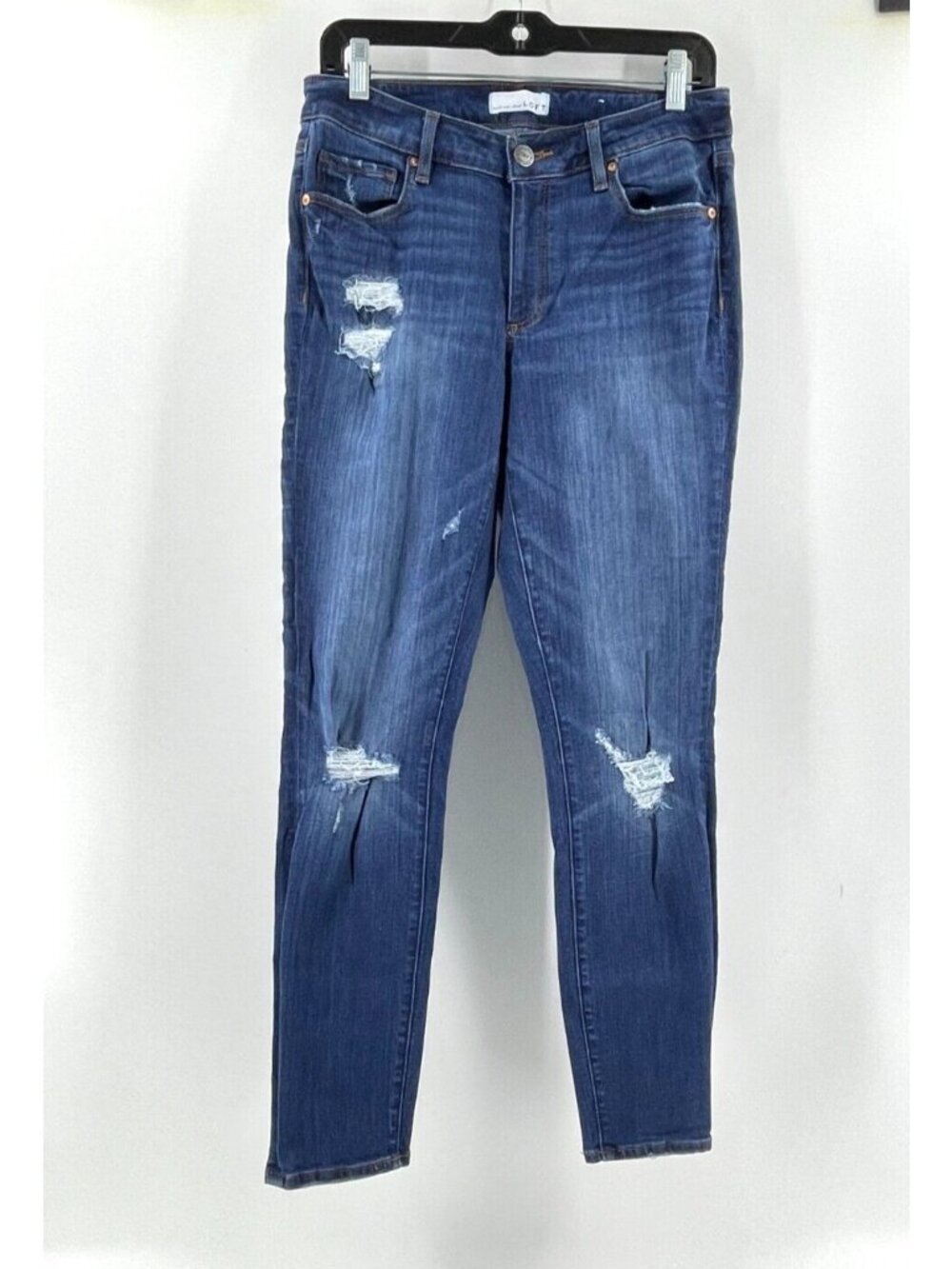 Made & Loved Loft Women's Curvy Skinny Distressed Mid Rise Denim Jeans Size 28/6